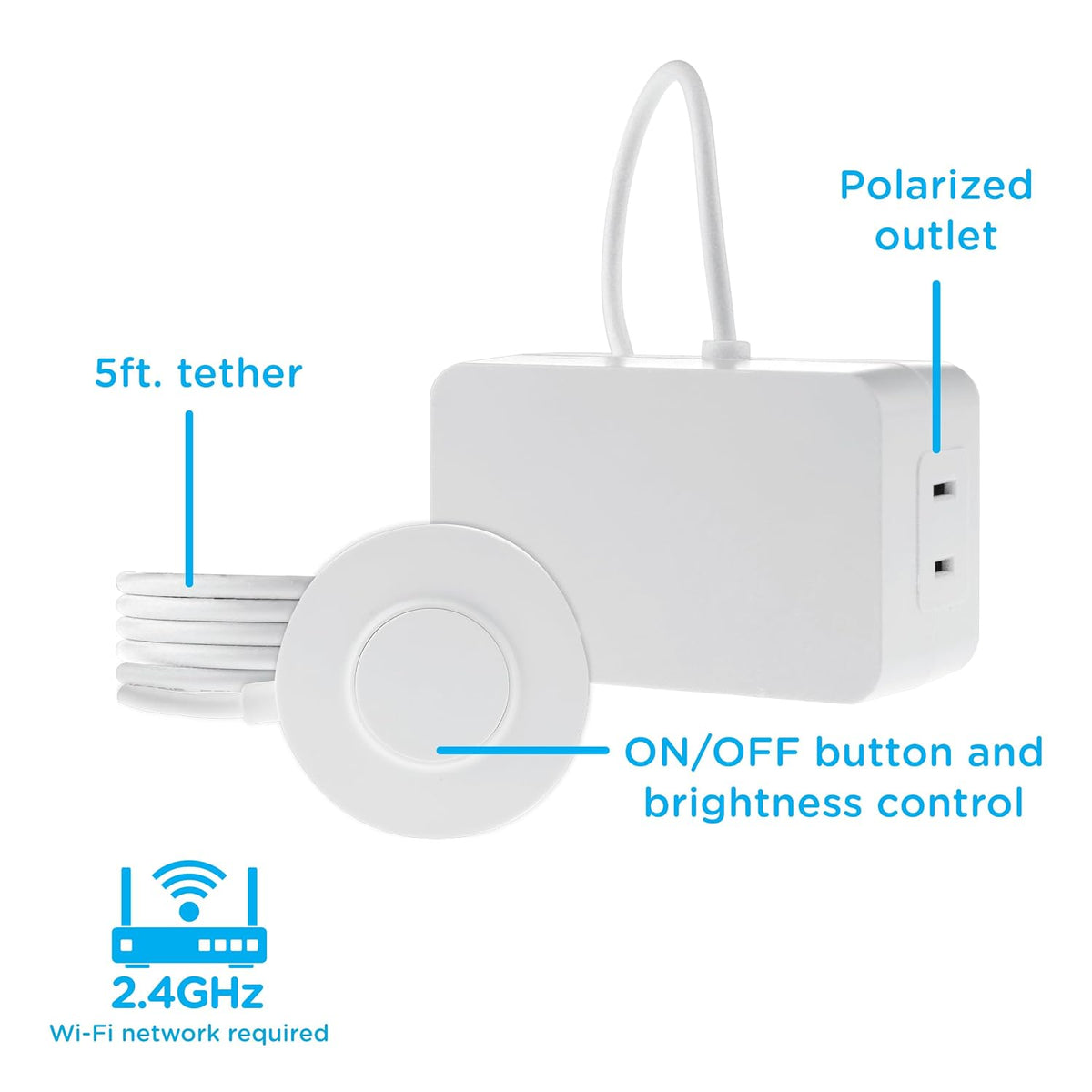 Enbrighten Indoor Smart Plug, 1 Polarized Outlet, Override with 5ft Lead