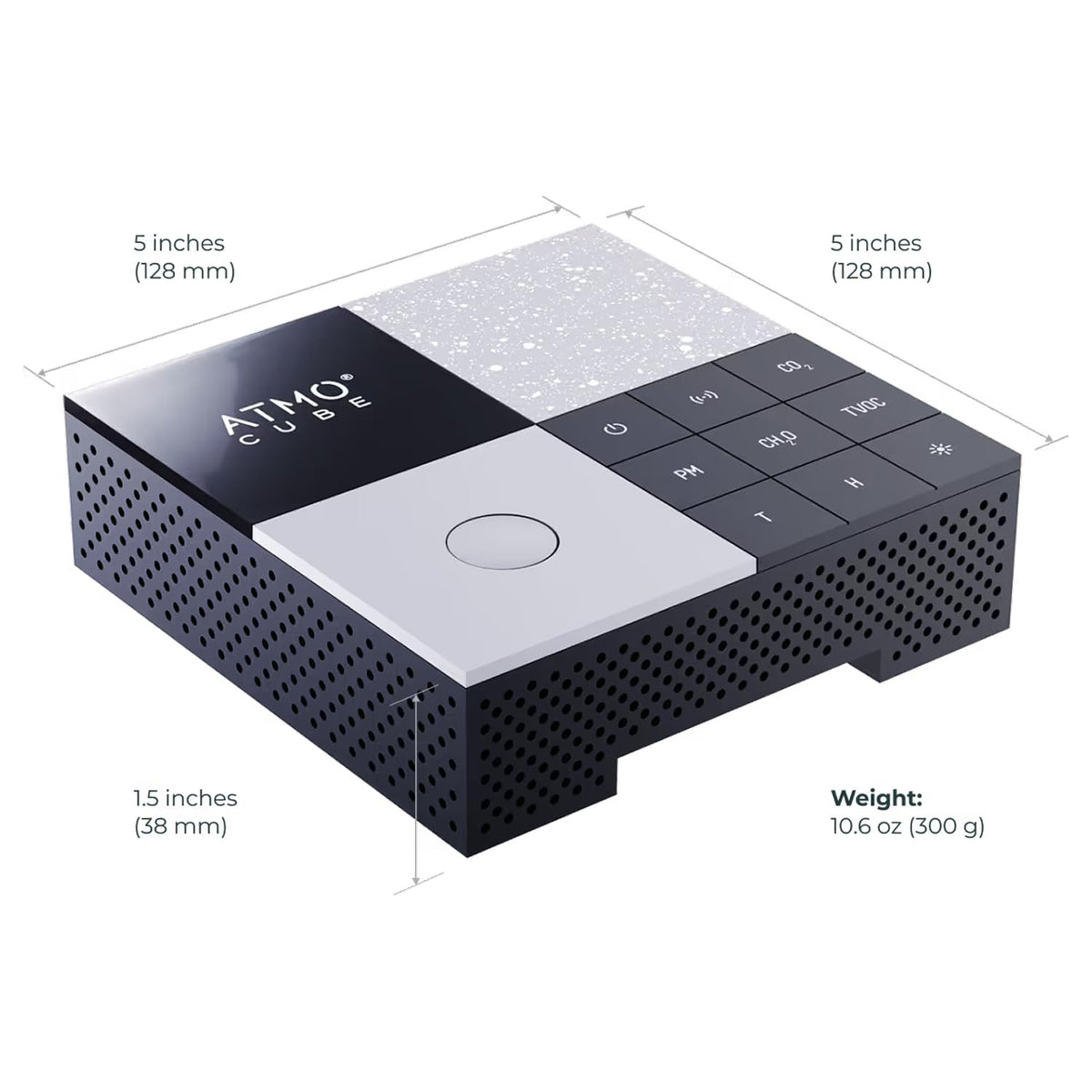 Atmocube Professional 12-in-1 Indoor Air Quality Monitor – CO2, PM2.5, Formaldehyde (CH2O), TVOCs, NOx, Noise & Light Sensor – Wi-Fi, Ethernet & PoE Connectivity – Real-Time Smart Cloud Dashboard
