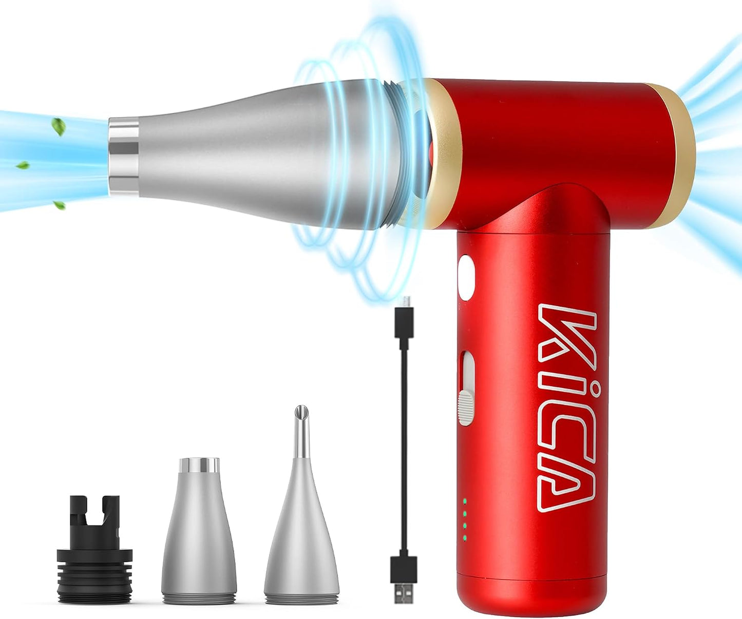 KiCA Jet Fan 2S Electric Air Duster, 117000RPM Cordless Turbo Mini Blower | Aluminum Shell , 65MPH High-Speed Airflow , Stepless Speed Control , 210-Min Battery , For PC, Keyboard & Car Detailing