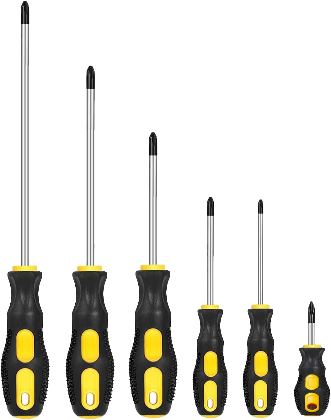 6-Piece Magnetic Slotted Screwdriver Set, Professional Cushion Grip | Flat Head Screwdrivers Hand Tool Set