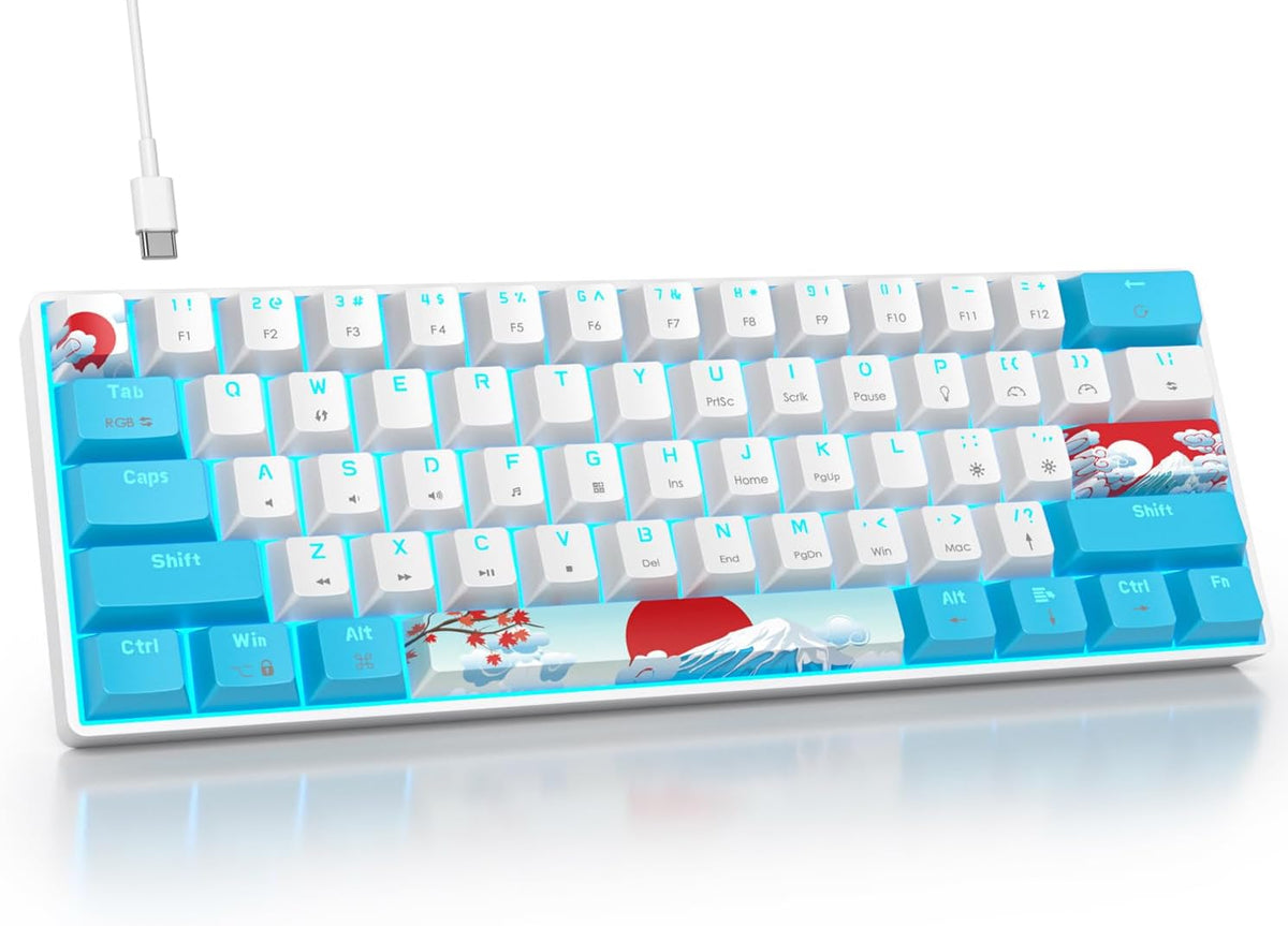 Fogruaden 75% Mechanical Keyboard with Red Switch, RGB Backlit Gaming Keyboard, 87 Keys Compact TKL Wired Keyboard for Win/Mac Laptop PC Gamer - Matcha