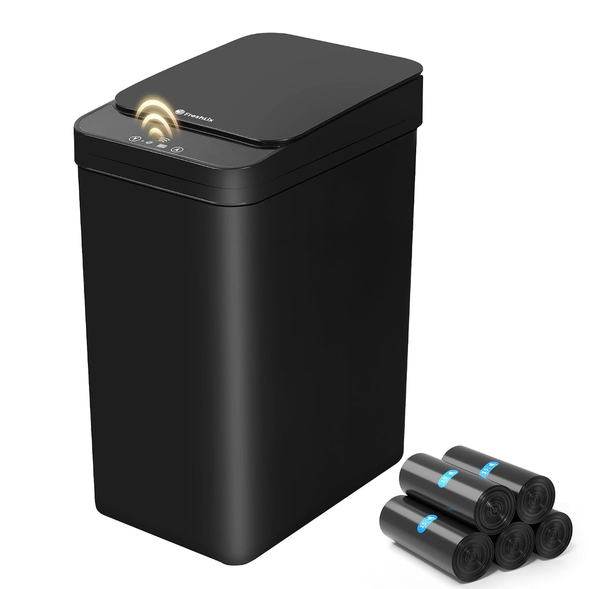 FRESHLIX 2 Pack Automatic Bathroom Trash Can 2.6 Gallon Smart Touchless Motion Sensor Trash Can with Lid Electric Waterproof Narrow Small Garbage Bin