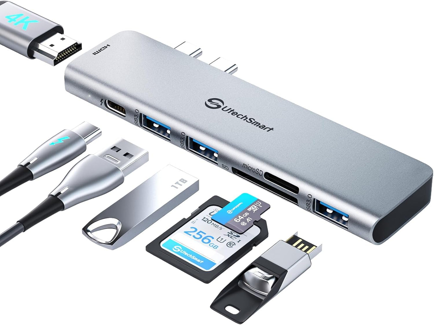 USB C Docking Station Dual Monitor, UtechSmart 11 in 1 USB C Hub Triple Display, Laptop Dock with 2 HDMI, Ethernet, VGA, 100W PD, SD/TF Card Slot, 4USB for MacBook Dell HP Surface Lenovo ASUS