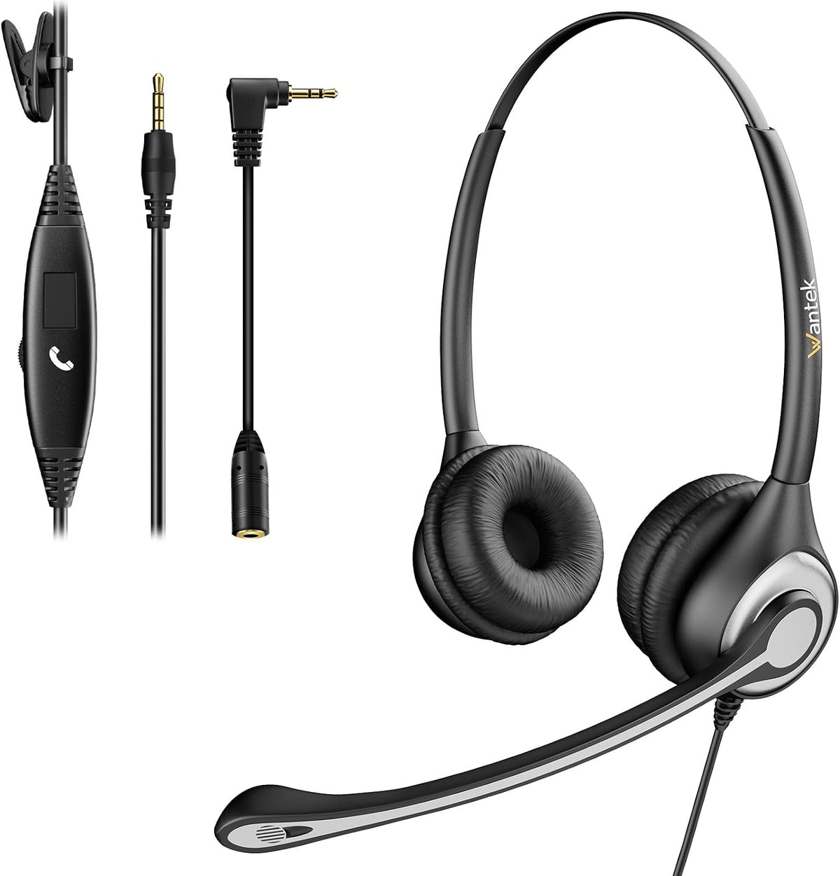 Wantek Cell Phone Headset with Microphone Noise Cancelling, Wired 3.5mm Computer Headphone for iPhone Samsung Android PC Laptop Tablet Skype Call Center Home Office, Ultra Comfort(F602J35)