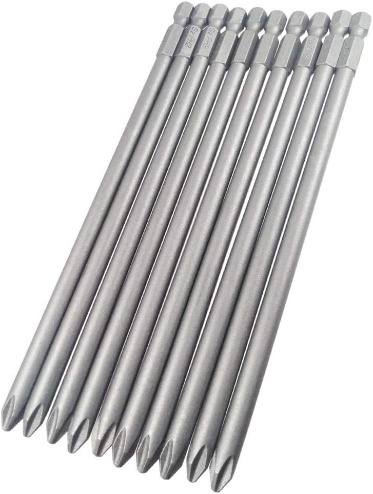 Wolfride 10pcs Square Head Bits #2 Square Drive Bit Set 1/4-Inch Shank Tip Bit #2 Long Magnetic Square Head Screwdriver Bits 5.9 Inch Length