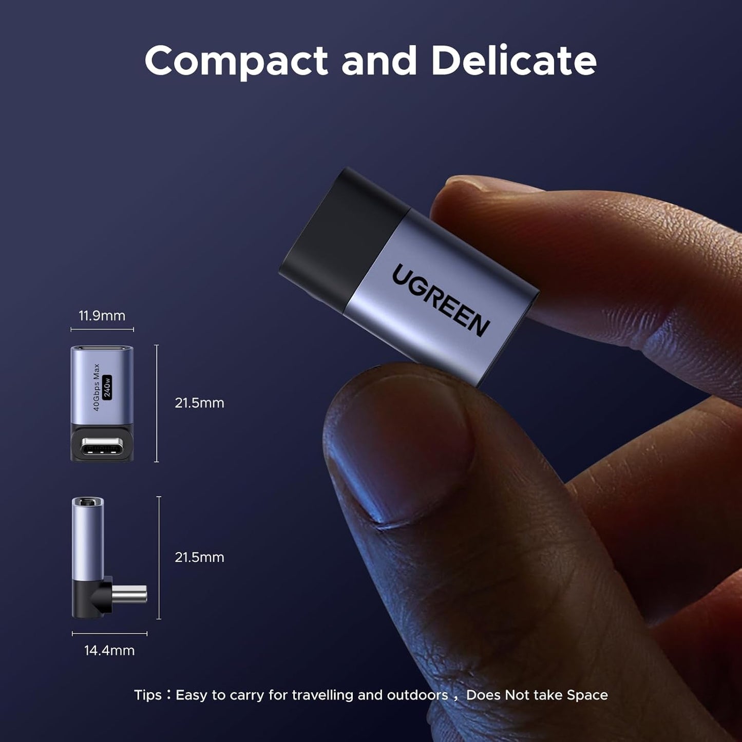 UGREEN 90 Degree USB C Adapter 3 Pack, Right Angle Male to Female Converter | 40Gbps, 240W, 8K 60Hz, Compatible for Steam Deck, ROG Ally, Switch 2, MacBook, iPhone 17/16, iPad, Thunderbolt 4, Quest 3