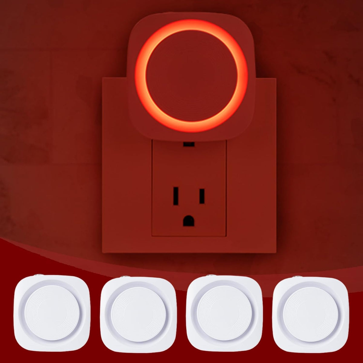 Blue Night Lights Plug in to Wall,4 Packs Dimmable Night Light with Auto Dusk to Dawn Sensor,Soft Glow Night Light for Bathroom, Bedroom,Hallway, Stairs, Kitchen,Blue