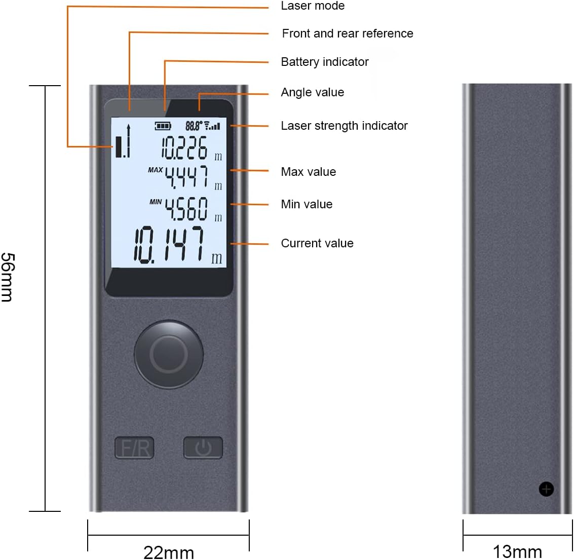 Laser Measure,Mini Laser Distance Meter 131Ft USB Charging LCD Backlight Feature Laser Measurement Tool with Pythagorean Mode, Distance, Area and Volume Measurement(LT-40P)