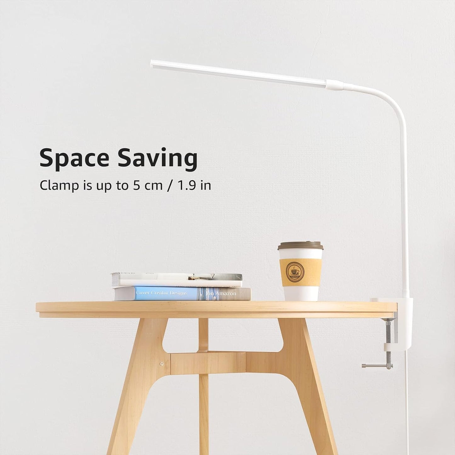 Lepro Small Desk Lamp with Clamp, LED Reading Lamps, 460LM, 5W, White | 3 Color Modes 10 Brightness, Dimmable USB Clip on Desk Light with Gooseneck Swing Arm for Nail, Home Office and Dorm