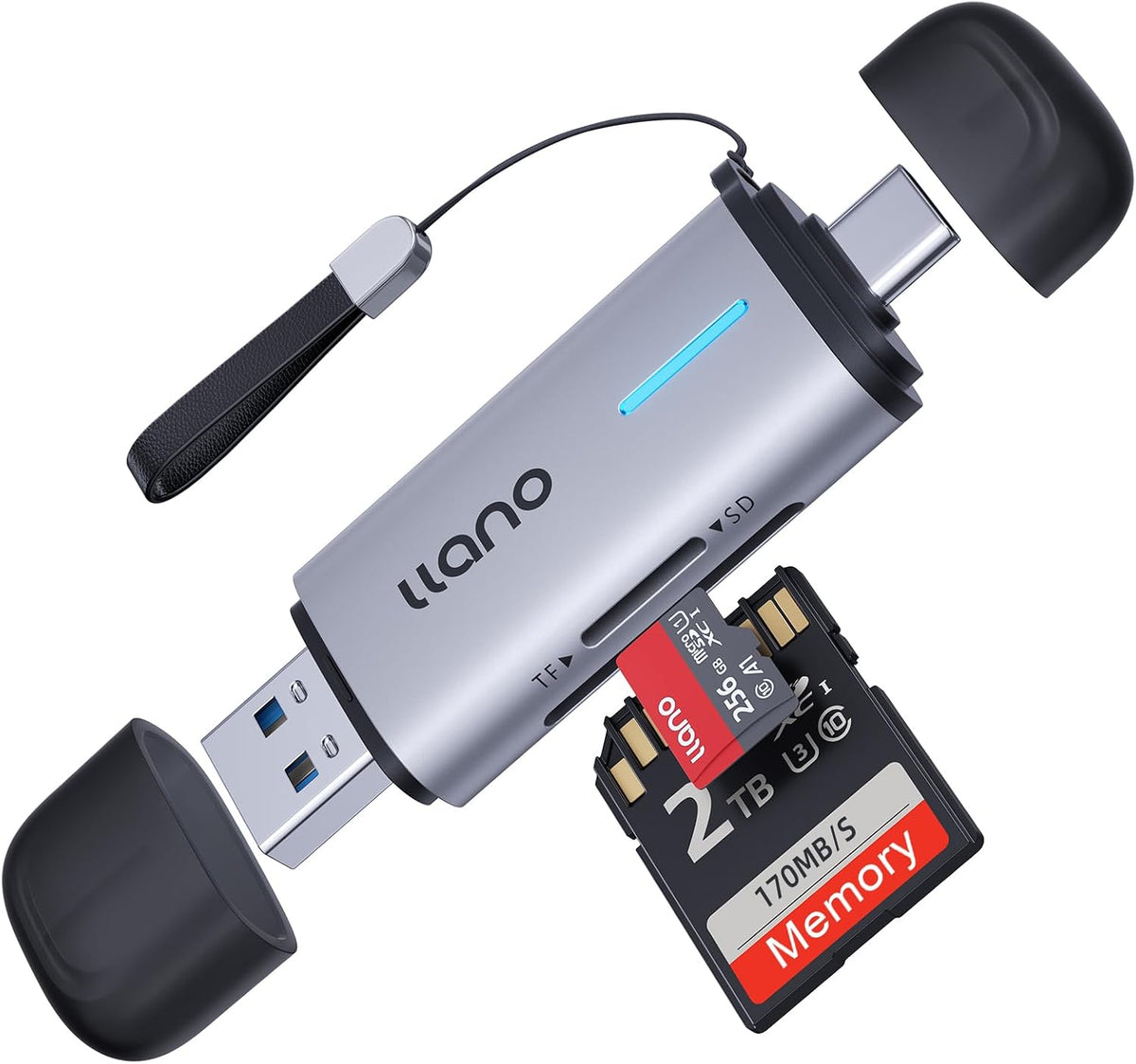 llano Micro SD Card Reader, 2 in 1 SD 3.0 Card Reader 5Gbps Photographers