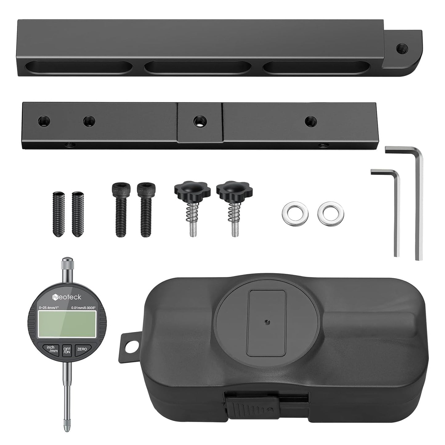 Neoteck 0-1" Digital Dial Indicator Table Saw Gauge Suitable for Table Saws | with a Groove Width of 3/4" (19mm) or More for Aligning and Calibrating Work,Shop Machinery,Band Saw and Drill Press-Black