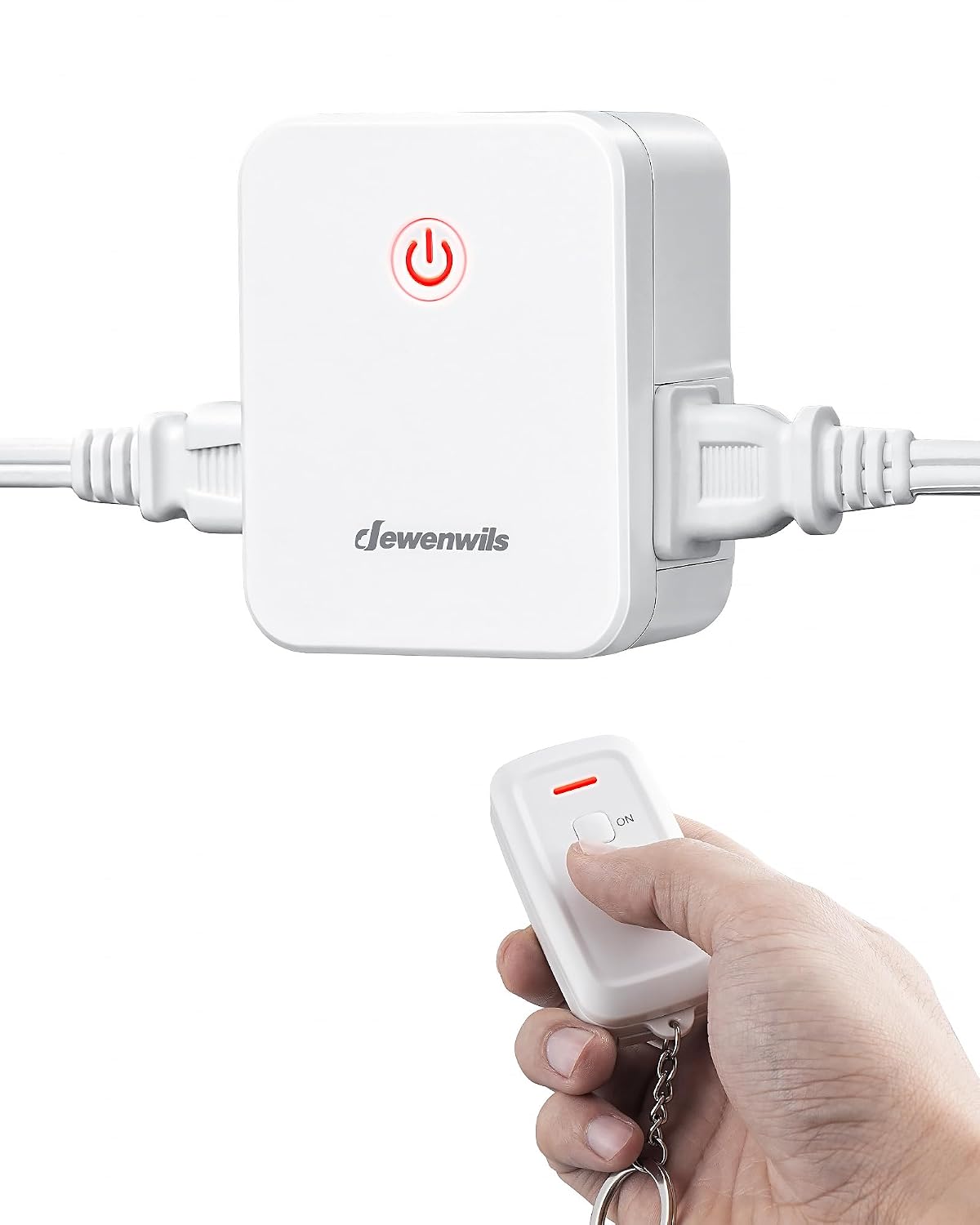 DEWENWILS 2 Side Outlets Remote Control Outlet with 2 Remotes, No Interference Wireless Remote Outlet Light Switch with 2 Outlets, 15A/1875W, 100ft RF Range, Programmable