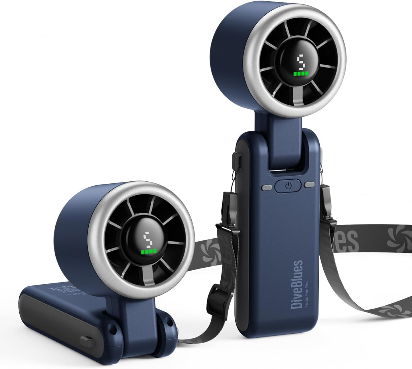 Diveblues Portable Handheld Turbo Fan | 3 IN 1 Hand/Neck/Desk Fan, Up to 12 Working Hours, 5 Gear Wind, Battery Operated, Travel, Working, Outdoor Activities