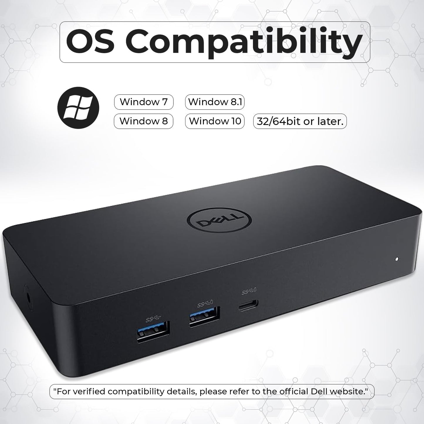 Dell D6000S Universal Docking Station - USB-C/USB-A Dock with 130W Adapter, HDMI, DisplayPort, USB-C Cables - Supports 4K Display (Renewed)