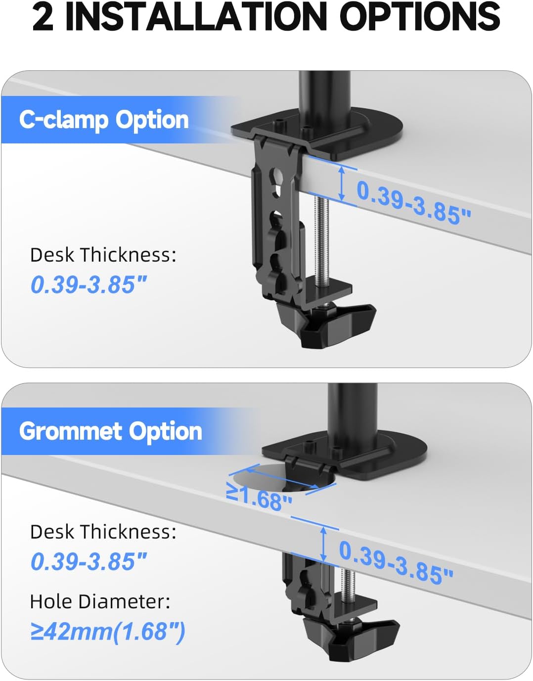 Suptek Dual Monitor Desk Mount, Adjustable Dual Monitor Arm for 2 Computer Screens up to 27 inch, Dual Gas Spring Monitor Arm, Holds up to 22 lbs Each, VESA 75x75/100x100 mm, Black (MD9442)