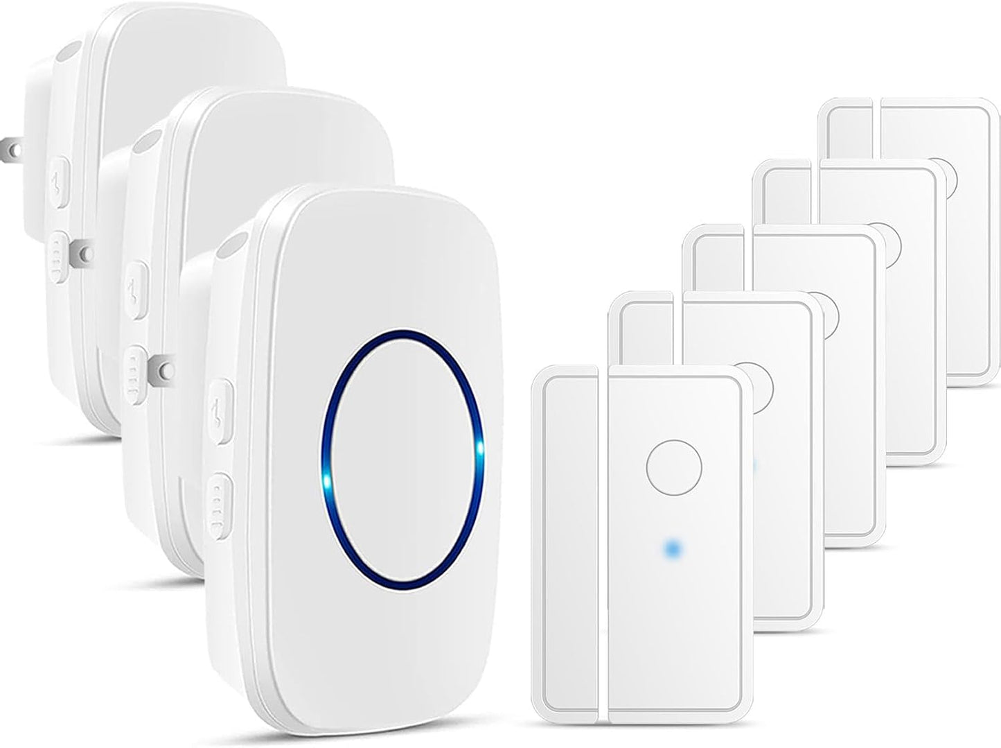 Door Chime When Door Opens, FullHouse Door Sensor Wireless Entry Alarm with 1000ft Range, 60 Chimes and 5 Volume Levels for Business/Store/Home/Office (Black, 5 Sensor + 3 Receiver)