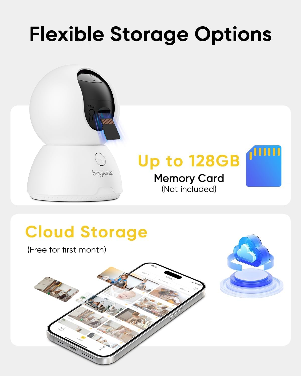 BoyKeep 2K Cameras for Home Security, 2-Pack Indoor Camera with Night Vision, Pet Camera Indoor with Phone App, Motion Detection, 2-Way Audio, Cloud/SD Card Storage, Compatible with Alexa