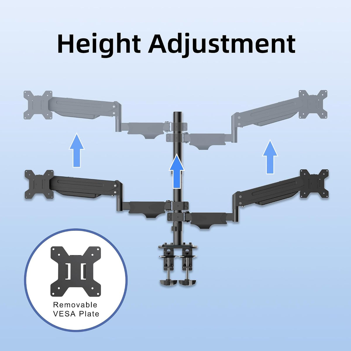 Suptek Dual Monitor Mount Stand-Height Adjustable Gas Spring Monitor Arm Desk Mount for 2 Computer Screens 17 to 34 inches - Each Arm Holds up to 24.25lbs (MD8822)