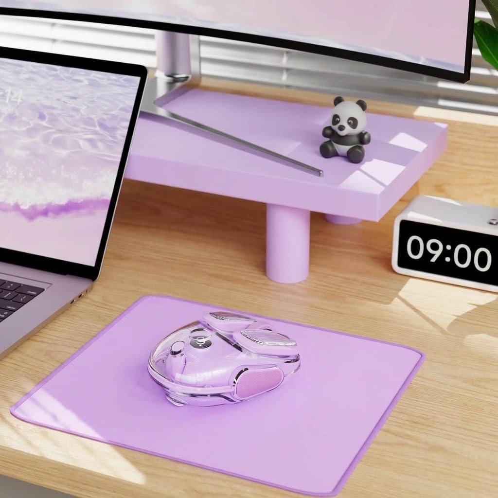 SEUNKWANG Wireless Clear Mouse Dual Mode Bluetooth & 2.4G Cute Mice-Purple