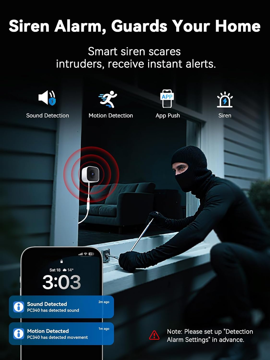Outinput 3MP 2K No Drill Window Camera for Home Security, 2.4G&5GHz Surveillance Camera with Adjustable View Angle Mount, AI Color Night Vision, Person and Motion Detection, 24/7 Recording, Anti-Glare