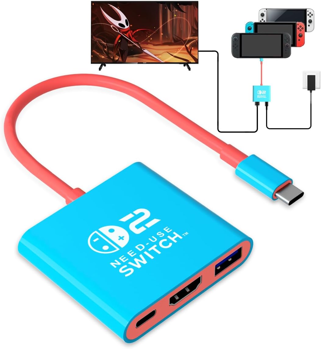 pdobq Switch Dock Switch Docking Station for Nintendo, Portable Switch2 TV Adapter Support 4K/60HZ TV Mode Compatible Steam Deck/Switch OLED, Travel Dock with HDMI2.0 USB3.0 Port