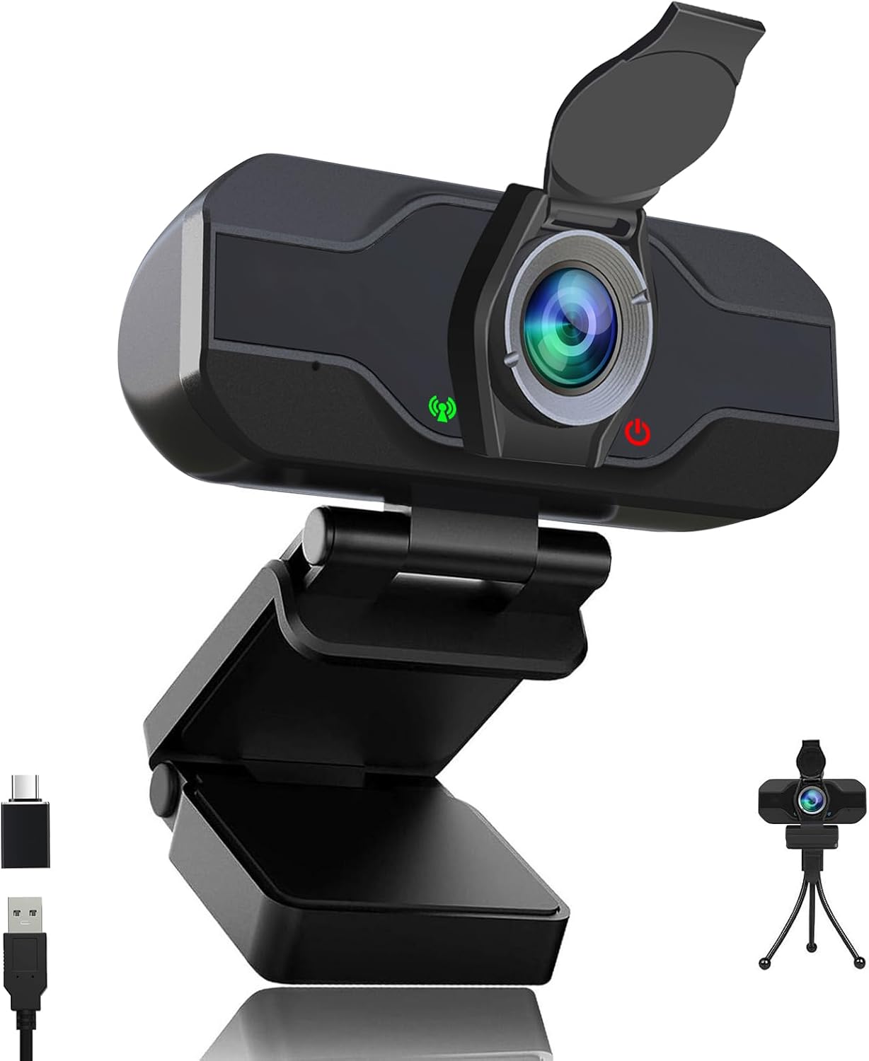 XPCAM HD 1080p Webcam with Microphone,USB Web Camera for Computer PC Laptop | PC Webcam with Cover/Tripod,110°FOV Wide Angle,Plug&Play Streaming Computer Camera for Laptop Mac Zoom,Teams,Twitch Gaming