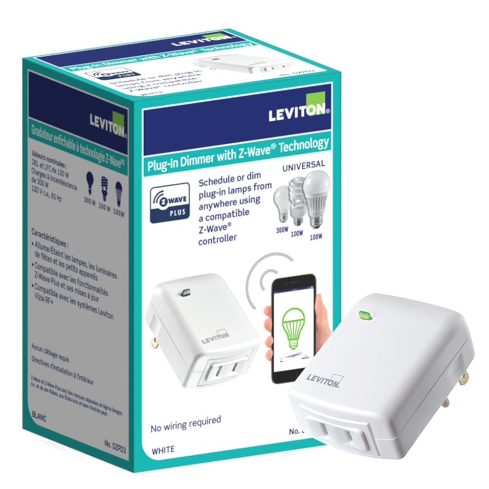 Leviton Decora Smart Dimmer Z-Wave 800 Series, ZW6HD-1RW, White