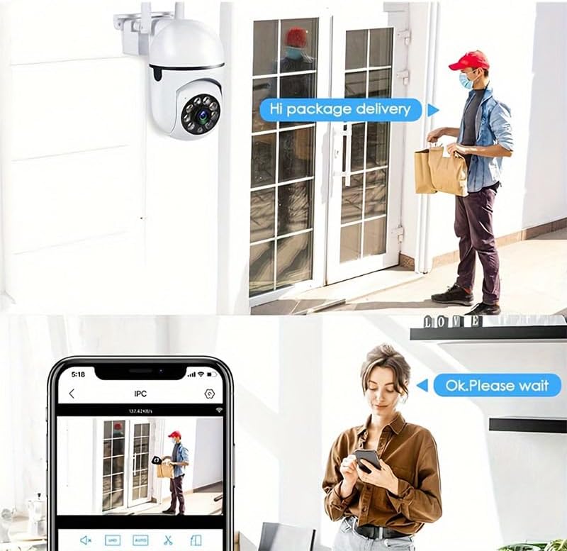 Security Camera Wired | 1080P Indoor Surveillance Cam with 2.4G/5G Dual-Band WiFi, 360° Pan/Tilt, Color Night Vision and AI Motion Detection for Home Security, 1 PCS