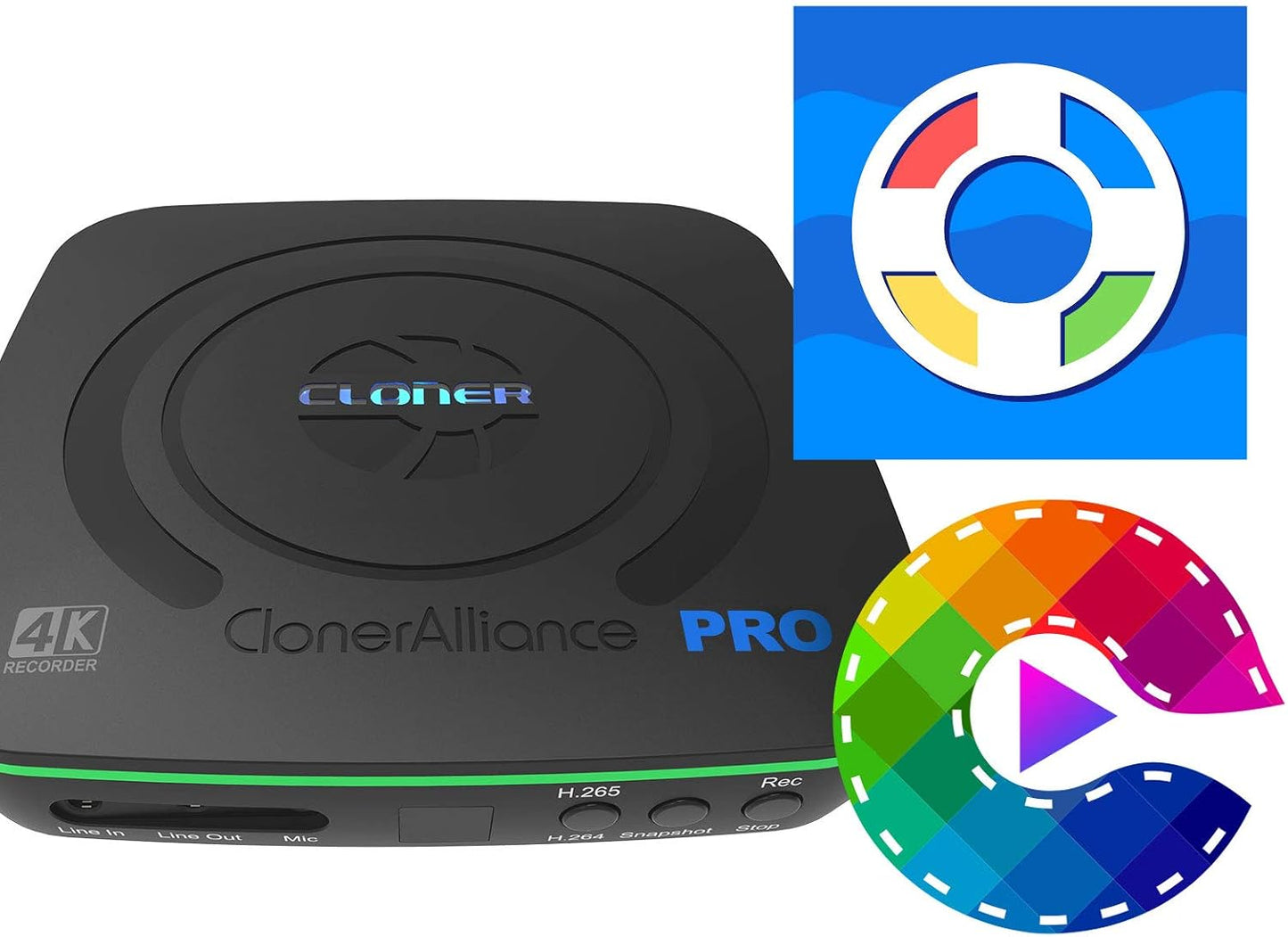 ClonerAlliance UHD Pro, 4K Video Recorder, HDMI Capture DVR with H.265/H.264 Codec, Cinematic 24fps Recording(Up to 30fps), 4K@60fps Passthrough, Pause/Resume Recording.