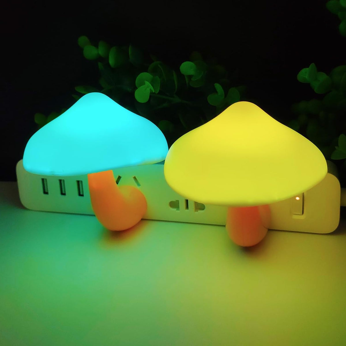 AUSAYE 3 Pack Light Sensor LED Night Light Plug in Lamp 7 Color Changing