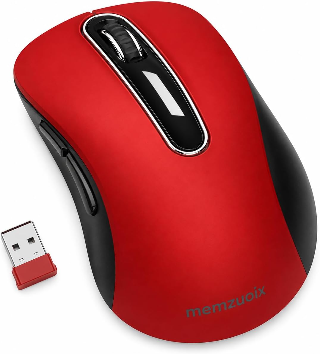 memzuoix 2.4G Wireless Mouse, 1400 DPI Mobile Optical Cordless Mouse with USB Receiver, Portable Computer Mice for Laptop, PC, Desktop, MacBook, 5 Buttons (Mint Green)