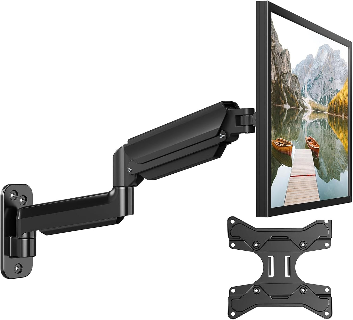 HUANUO Computer Monitor Wall Mount for 22"-35" Screens, Gaming Wall Mount Monitor Arm Holds up to 26.4lbs, Vesa Mount with Tilt, Swivel, Rotation, Supports 75x75mm, 100x100mm, 200x200mm, Black