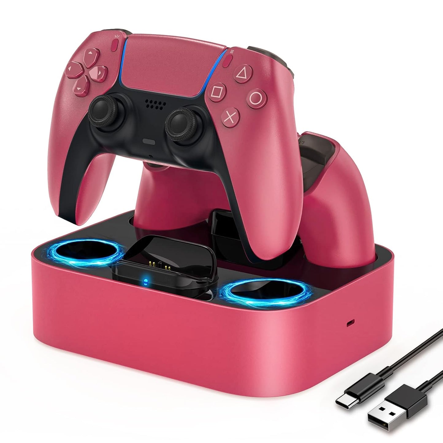 NEWDERY for PS5 Controller Charger Station Compatible with Dualsense Edge | Fast Charging Dock with Led Indicators, Dual Charging Stand for PlayStation 5 & DualSense Edge Controller