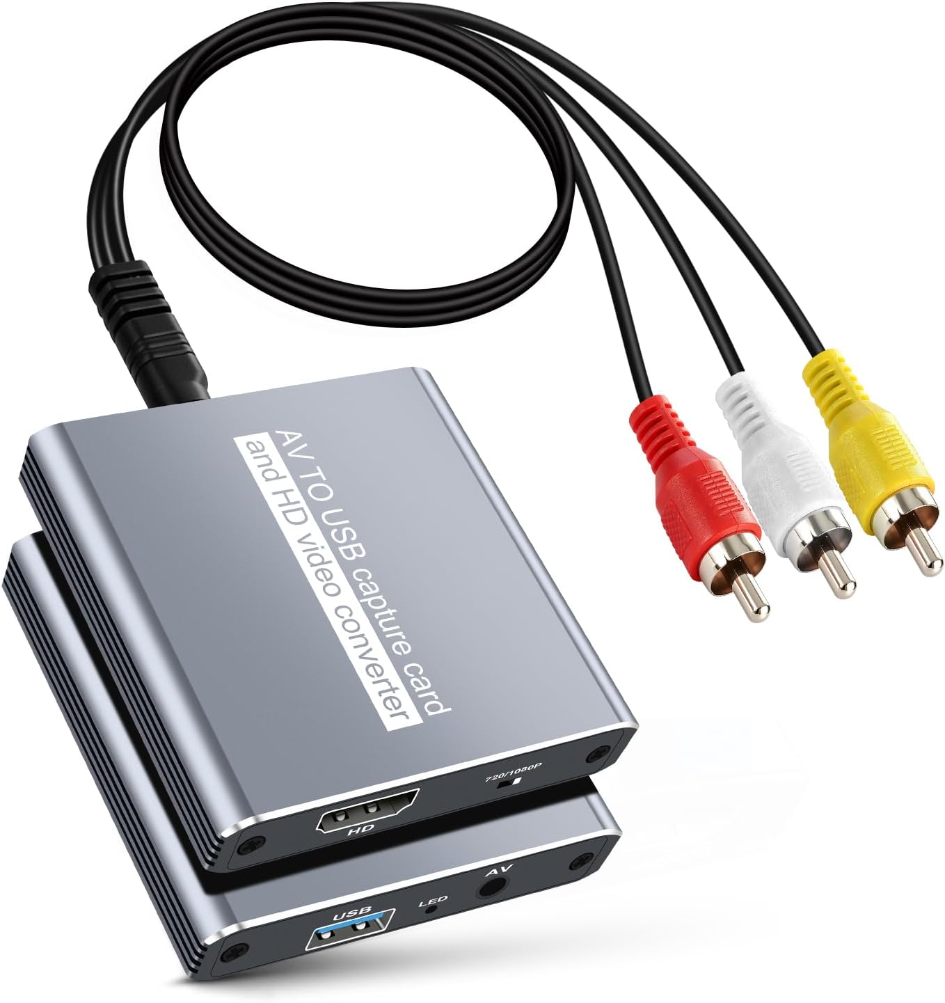 VHS to Digital Capture Card – USB 1080P Video Capture Card with HDMI Loop Out, RCA AV to USB C/A for VCR/Hi8/DVD/PS2/Wii, Analog to Digital Converter, Effortless Record & Preview Old Videos on TV/PC