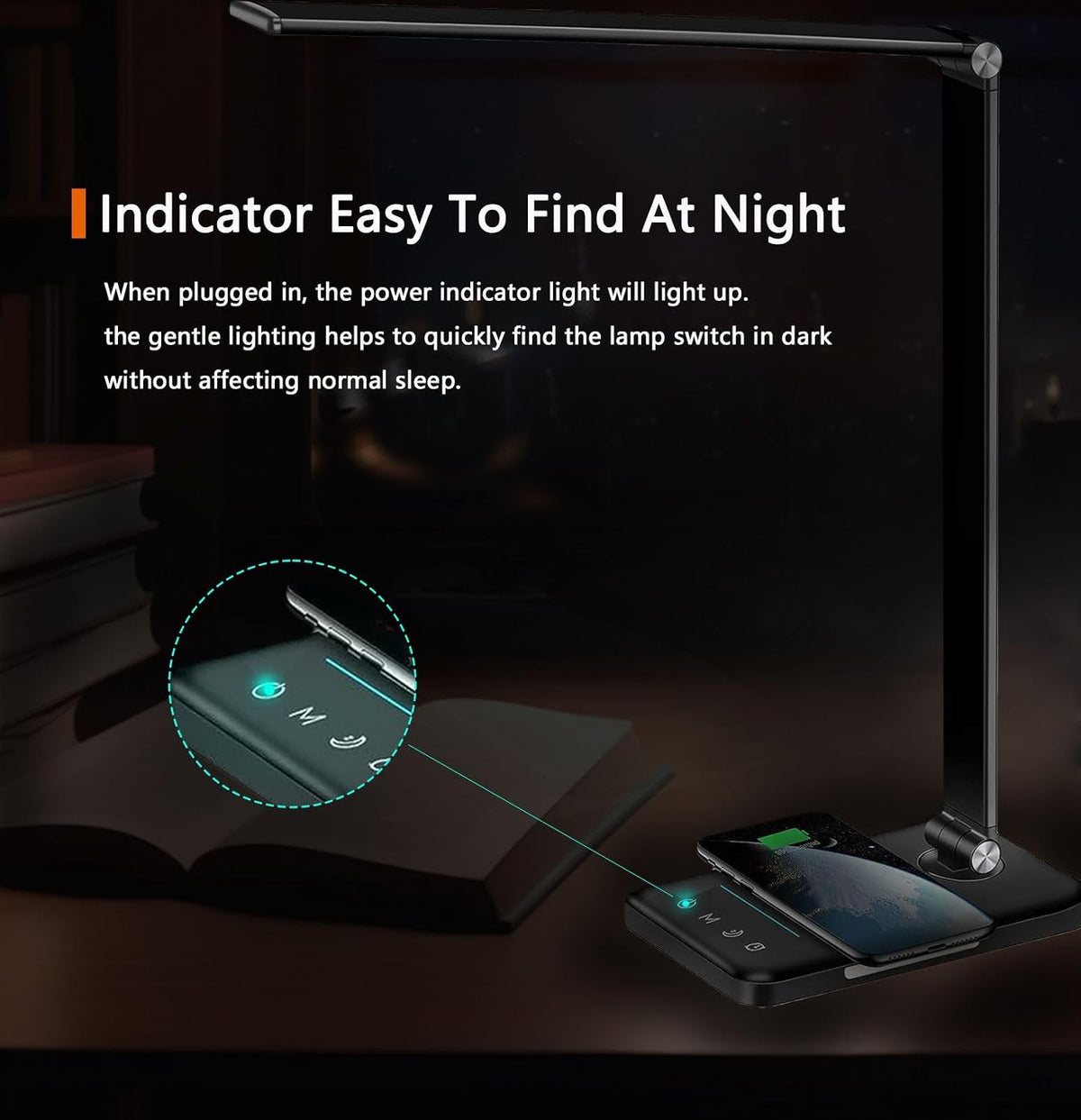 AFROG 8-in-1 LED Desk Lamp with 10W Fast Wireless Charger,USB Charging Port,Desk Lamps for Home Office,5 Color Mode 7 Brightness Desk Light Night Light,40Min Timer, Reading Table Lamp for Bedroom
