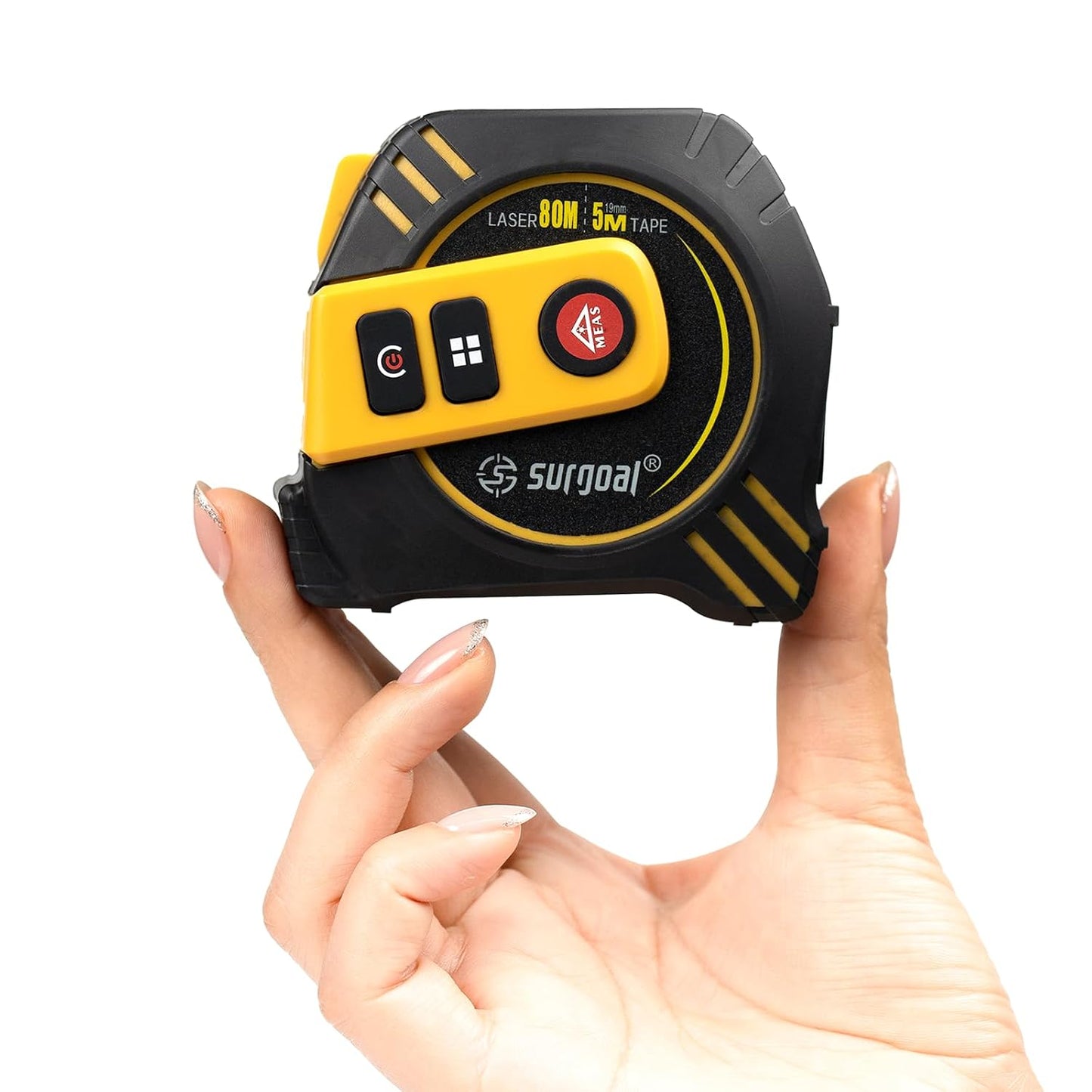 2-in-1 Laser Tape Measure USB-C Recharge 262Ft Laser & 16Ft Tape Red-Beam | Digital Tape with Laser, Magnetic Hook, Area / Volume / Pythagorean, Ft/In/Ft+In/M, Front/Back Reference Home DIY Woodworking