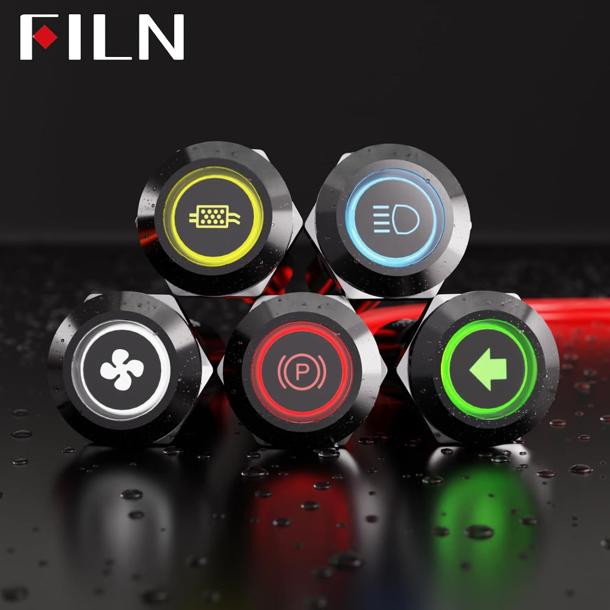 2Pcs 12mm 1/2" Green LED Symbols Indicator Light 5V 12V 24V IP67