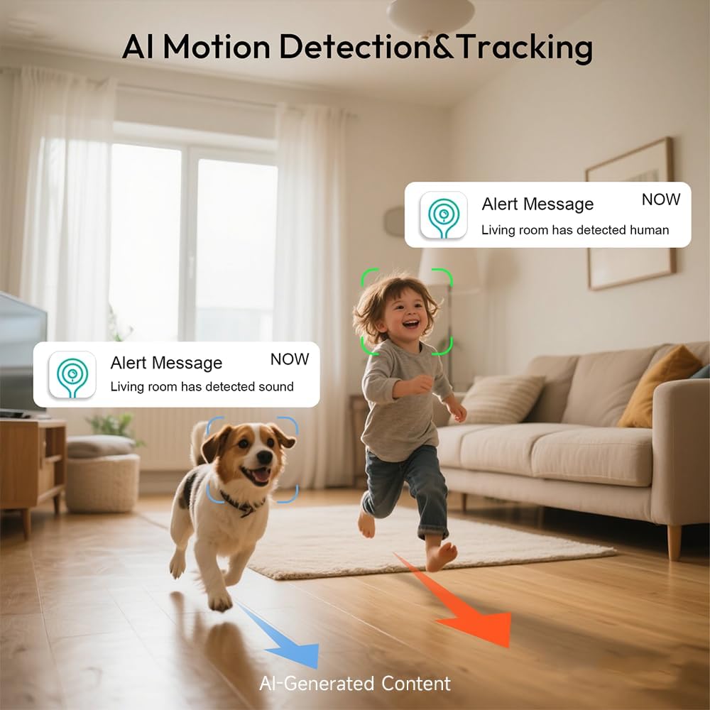 Rraycom 2.5K Indoor Security Camera, 5G/2.4G WiFi, Pet & Baby Monitor