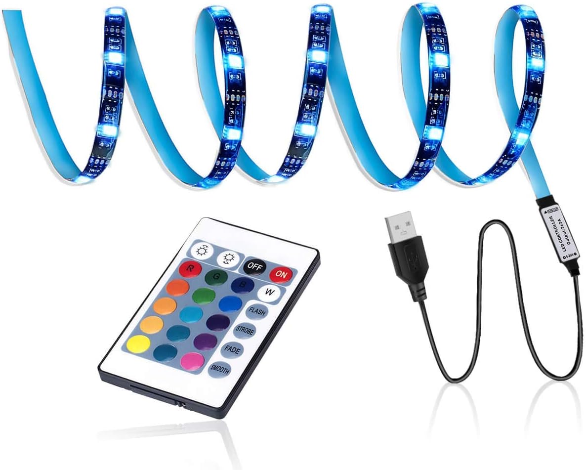 LED TV Backlight,SMY USB LED Strip Light,RGB Multi-Colour LED Light Strip Kit Waterproof IP65, 30LED with Wireless Remote Controller for TV/PC/Laptop Bias Lighting (3.28Ft)