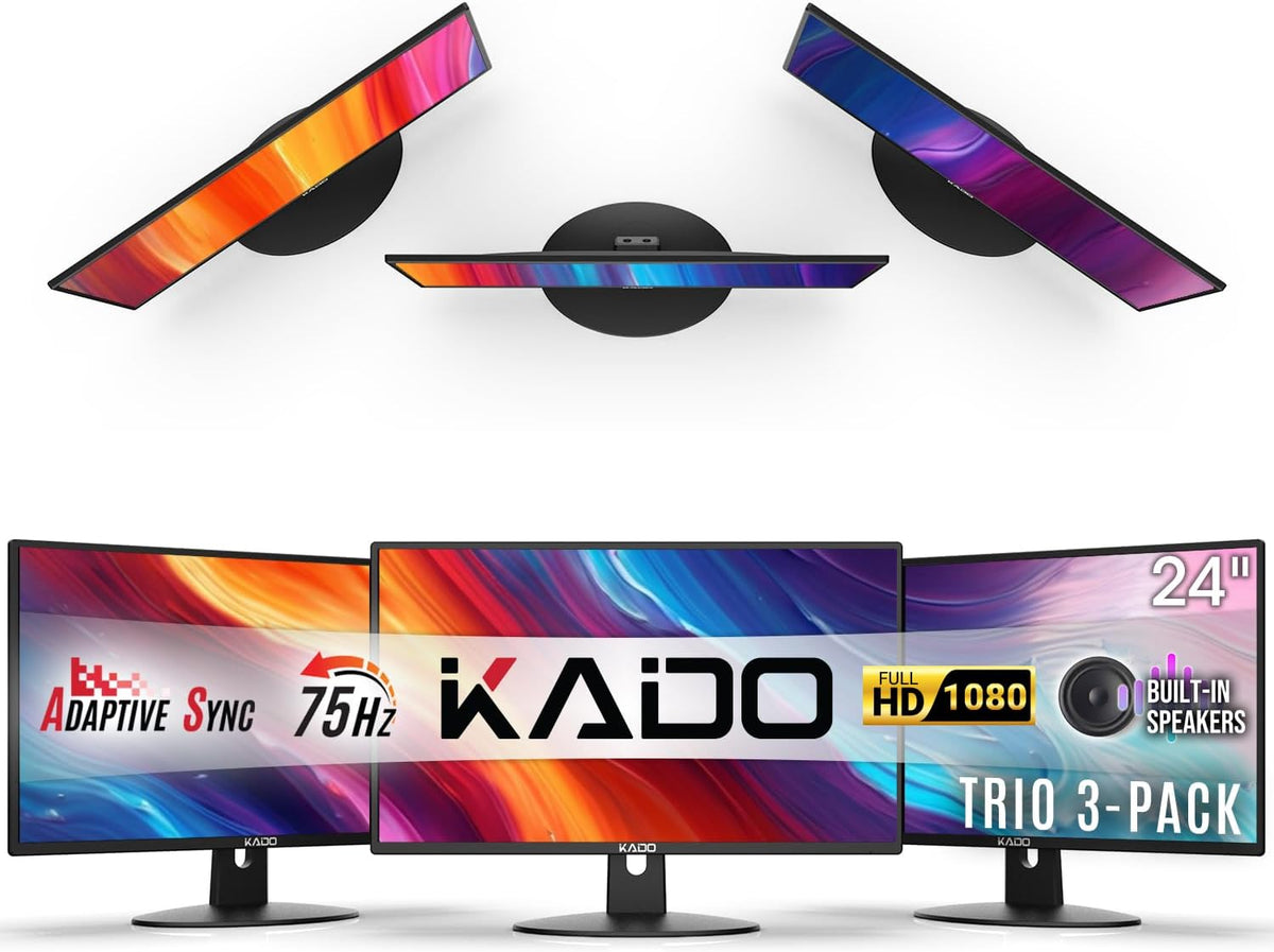 Kado Triple Monitor 3-Pack 27" 1920x1080 75Hz FHD Computer Monitor Trio