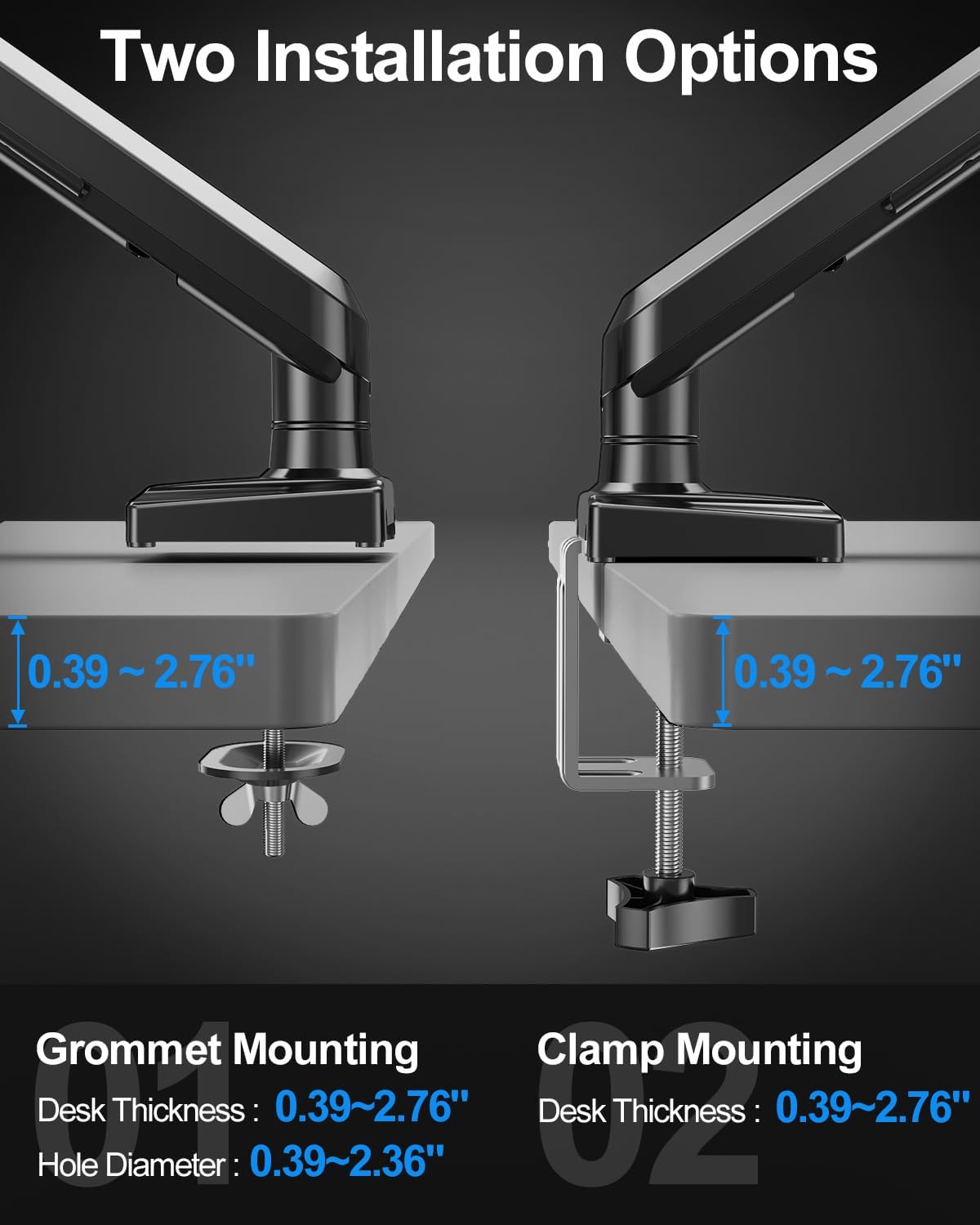 Dual Monitor Arm for 17-32" Computer Screens, Monitor Mounts 22lbs per Arm | Full Motion Monitor Desk Mounts for 2 Monitors, Gas Spring Desk Mount, VESA Mount, Freelift Pro