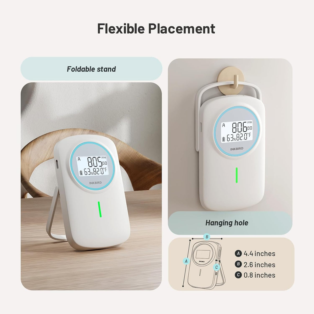 INKBIRD Smart Air Quality Monitor Ndir CO2 Monitor Bluetooth with App