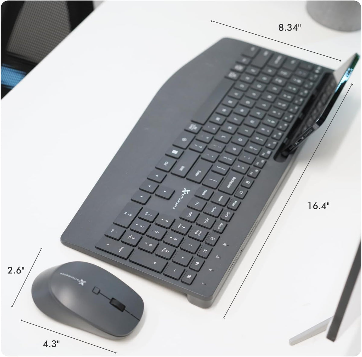 X9 Wireless Keyboard and Mouse Combo (Bluetooth + 2.4GHz) - Quiet, Full Size, Multi Device Keyboard and Mouse Wireless Combo with Wrist Rest, Phone Holder for Windows, PC, Laptop, Mac, Phone