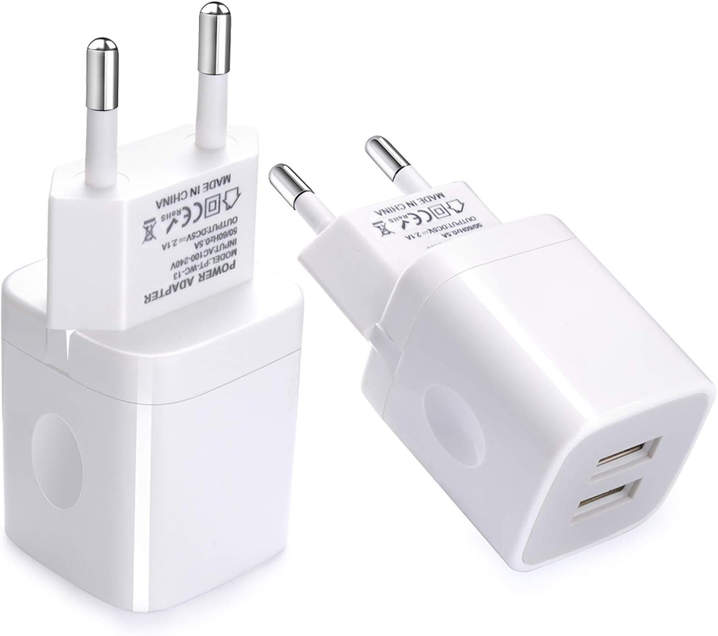 USB C Adapter, European Plug Adapter, 2-Pack Fast 20W Europe Travel Plug Power Adapter Type C Wall Chargers for iPhone 17 16 15 14 13 12 11 Pro Max XR XS X 8,Samsung Galaxy S25 A17,iPad,Google Pixel
