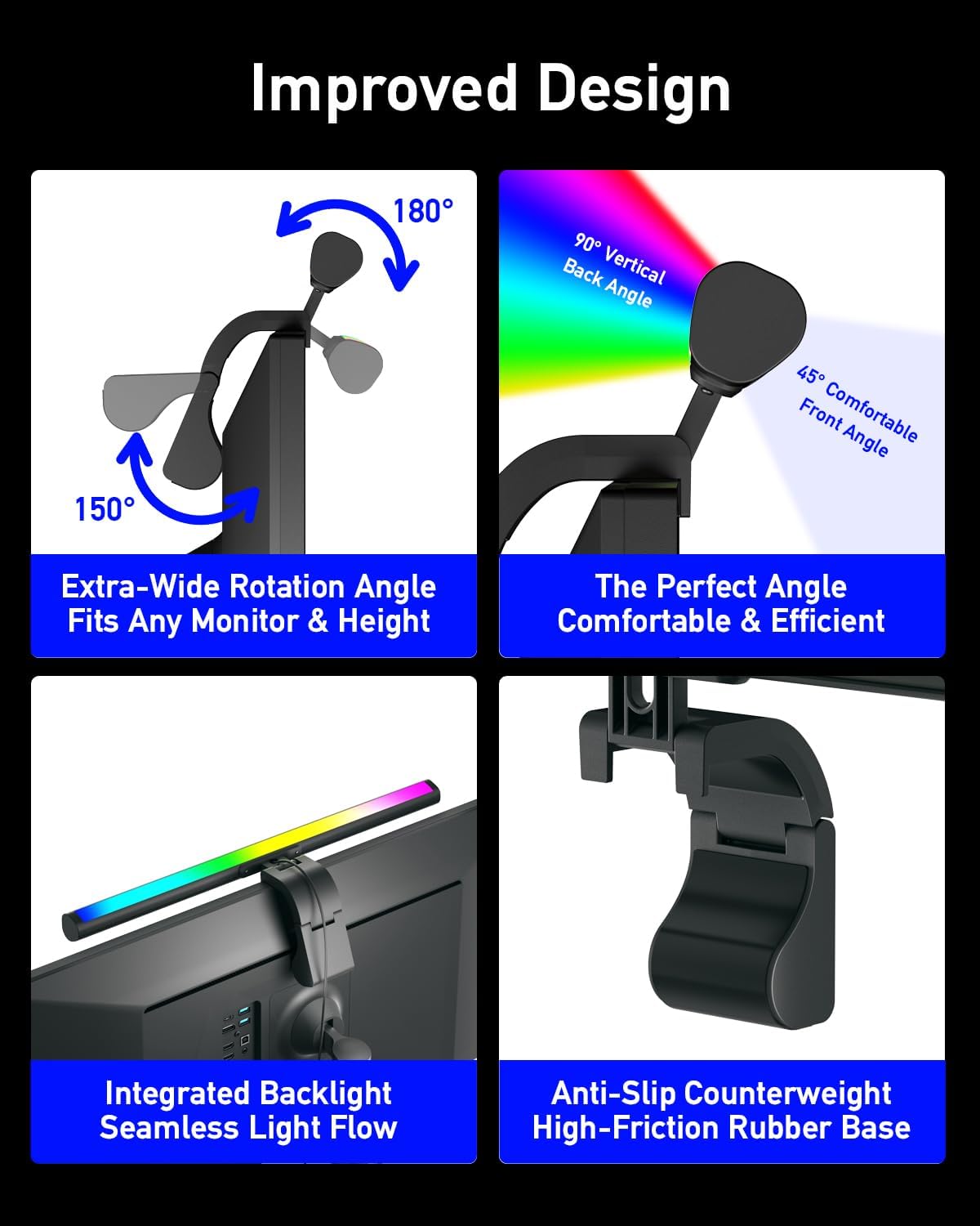 RGB Computer Light Bar, LED Monitor Lamp Screen Light Bar, Adjustable Monitor Light Bar with Clip Mount,for Computer Monitors and Home Office Settings