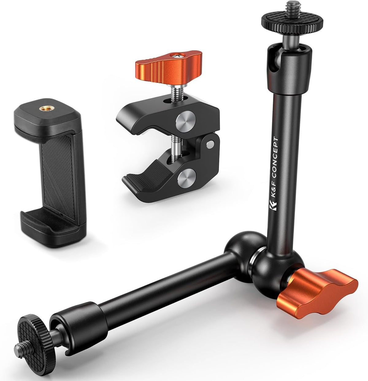 K&F CONCEPT 9.8" Magic Arm Clamp Kit with 1/4" & 3/8" Thread Screw