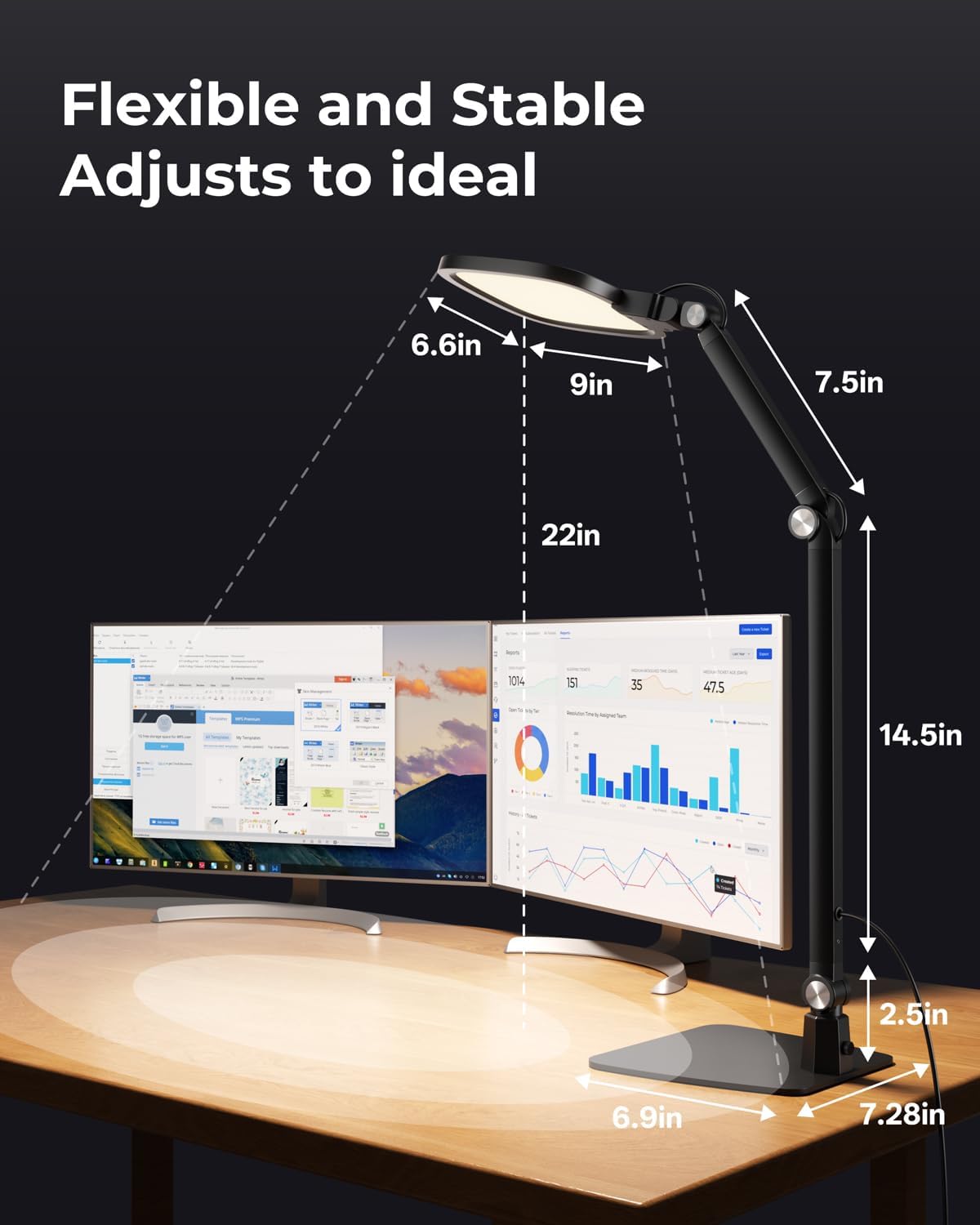 LED Desk Lamp for Home Office Video Calls, Reading, Swing Arm Task Lights