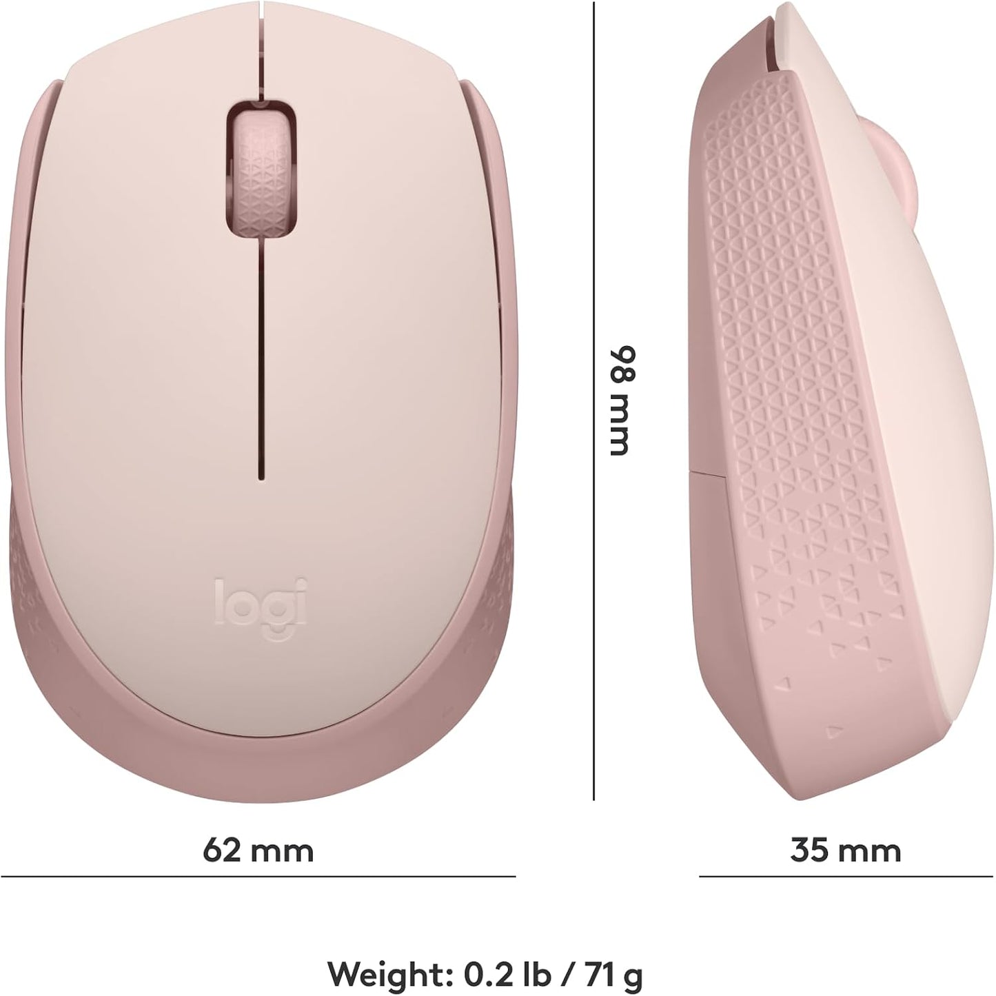 Logitech M170 Compact Ambidextrous 2.4 GHz Wireless Mouse - Rose | Ambidextrous mouse with 2.4 GHz USB-A Nano Receiver, Optical Tracking, 12-Months Battery Life, PC, Mac, Laptop compatible