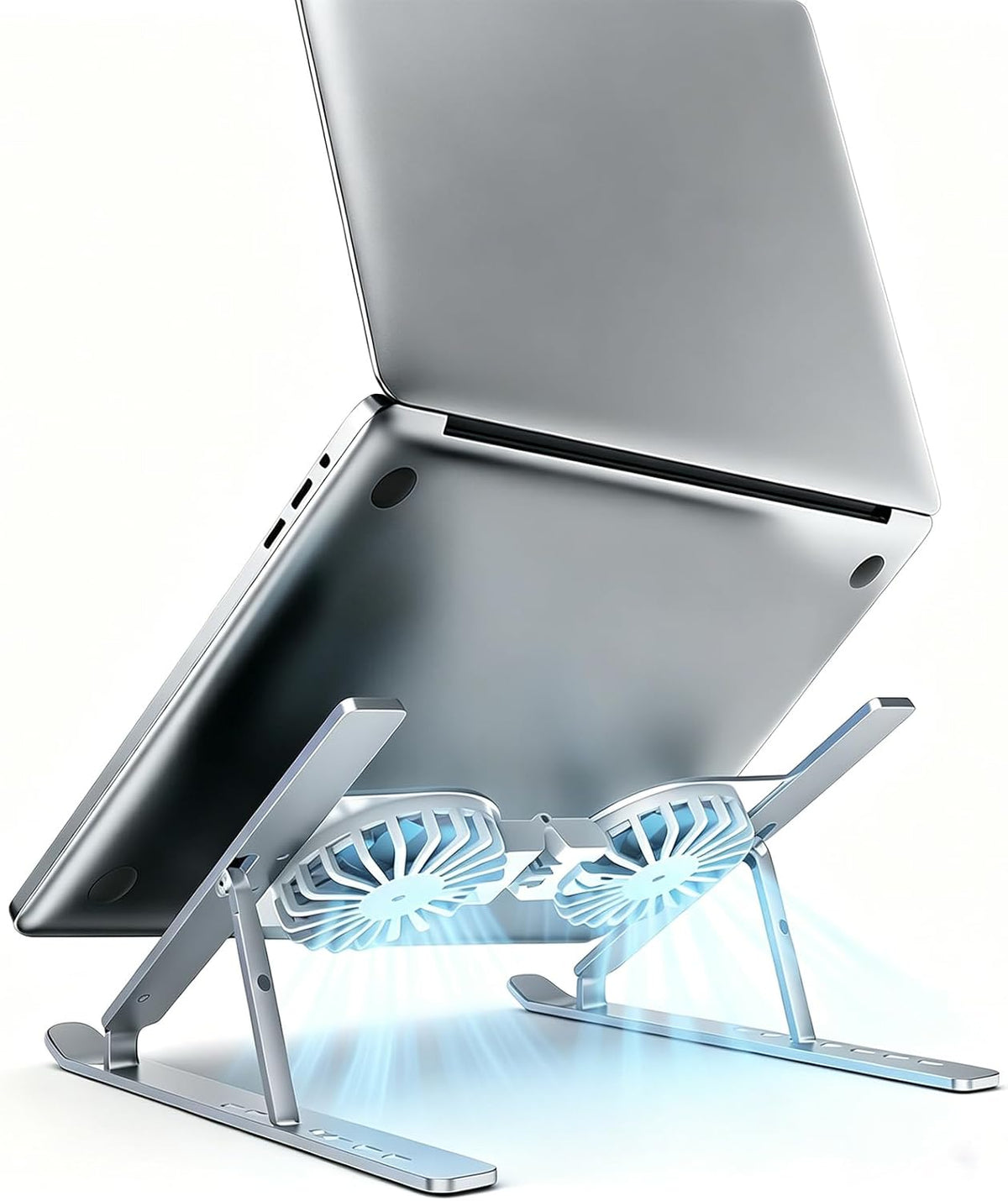 Laptop Cooling Stand with Dual RGB Fans, 7-Level Adjustable Height, Aluminum Ergonomic Laptop Cooler for 11-17'' Notebook (Gray)