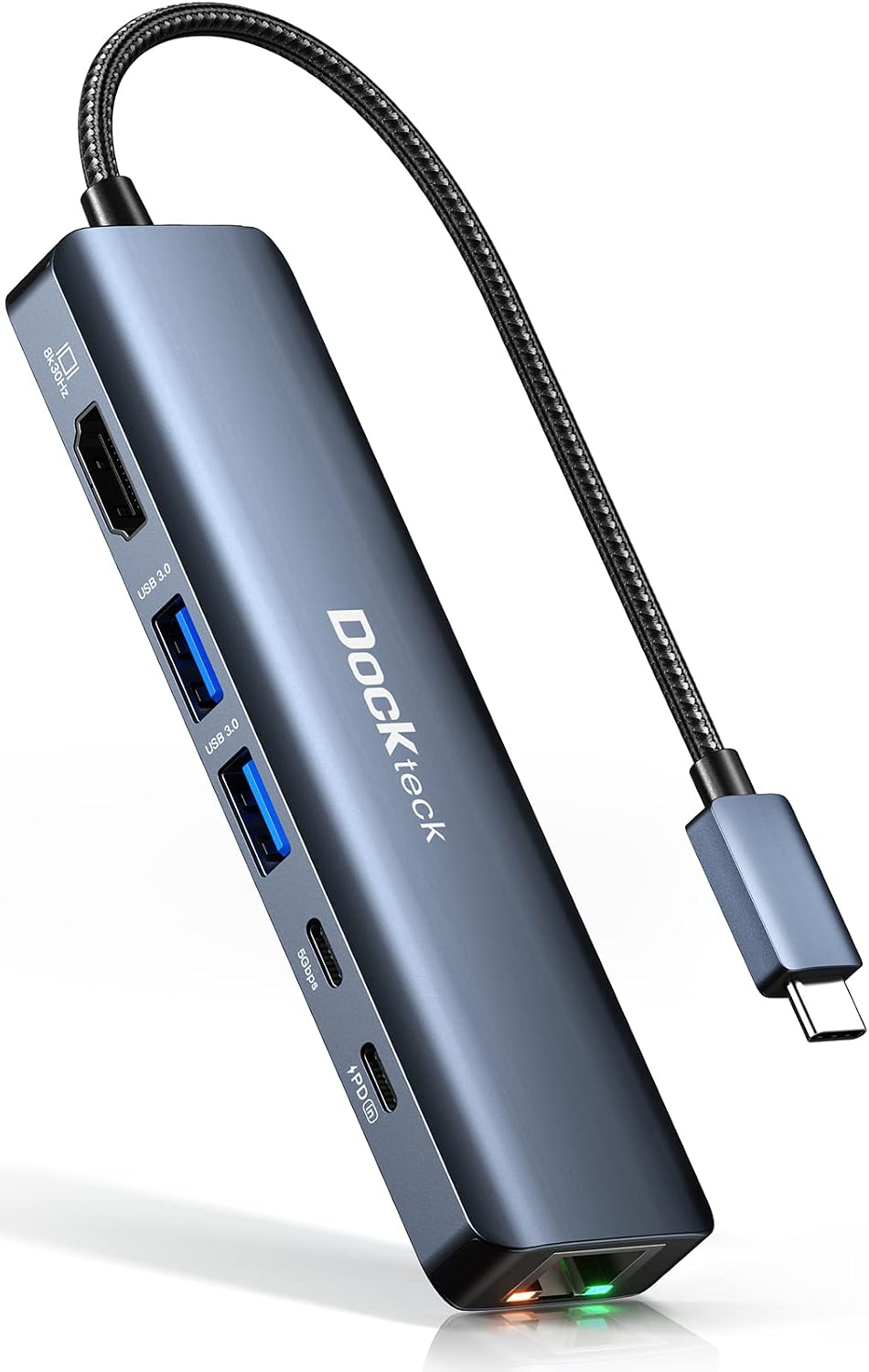 USB C Hub Multiport Adapter. Dockteck 6 in 1 USB C Dock